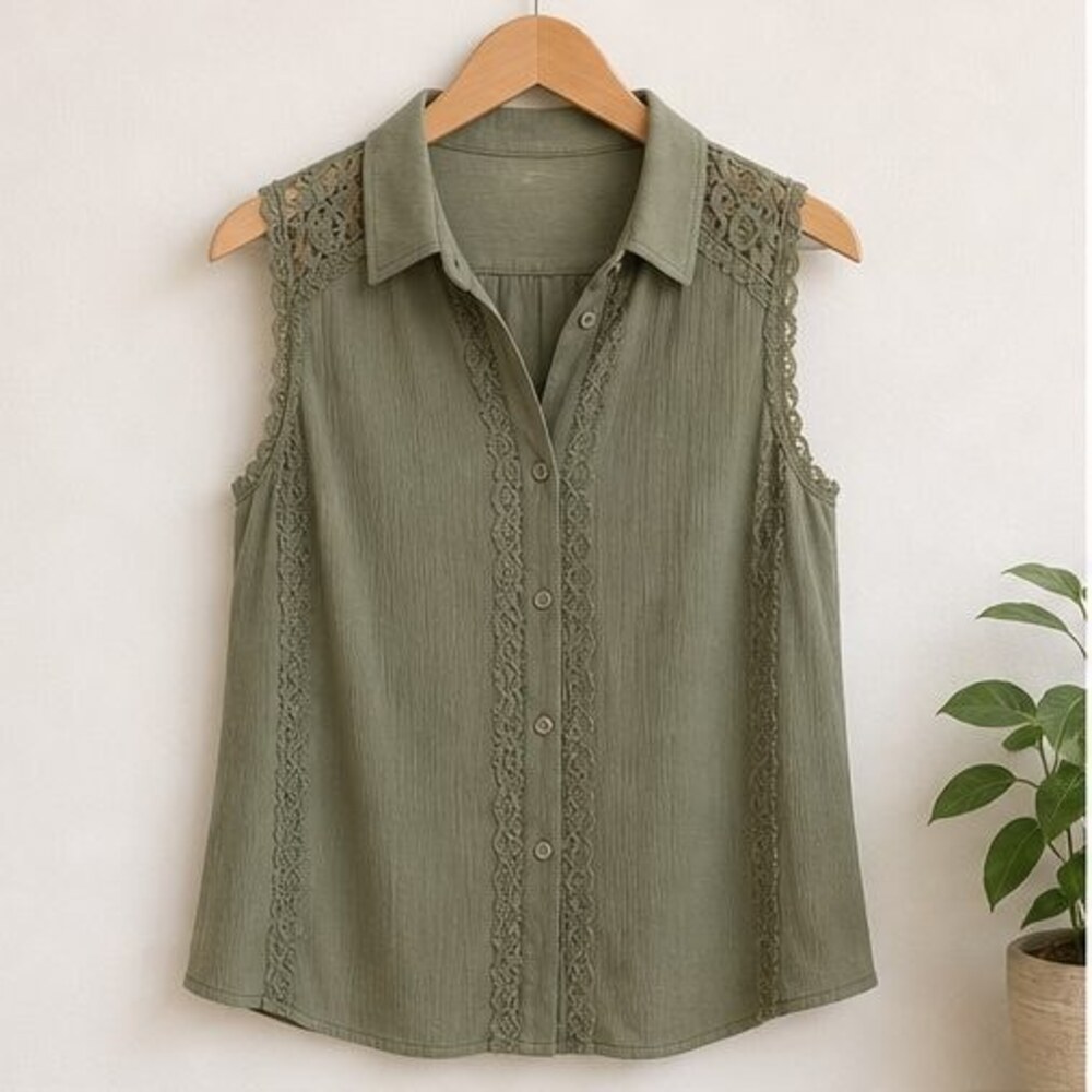 Olive V Neck Top